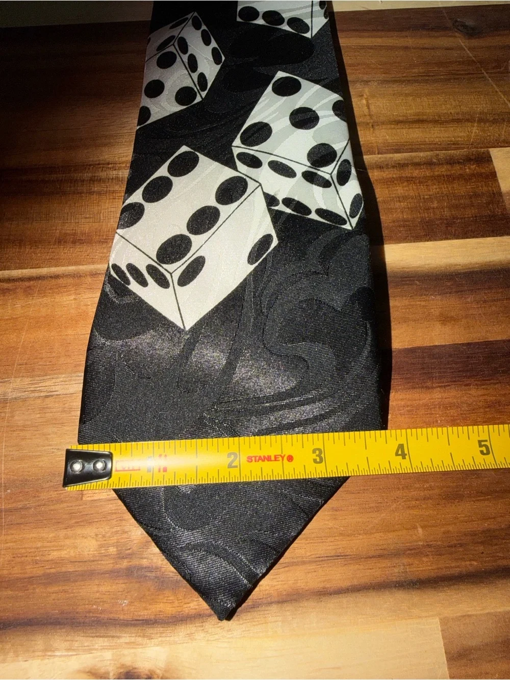 Vintage Steven Harris Dice Necktie Black White Casino Gambling Novelty Tie